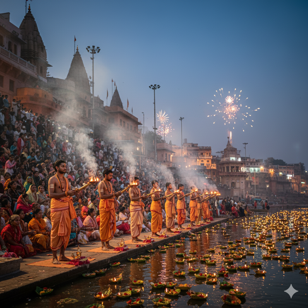 Dev Diwali in Varanasi - lighting our souls gangaaarati at varanasi ghat